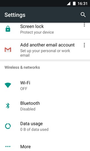 Scroll to and select More