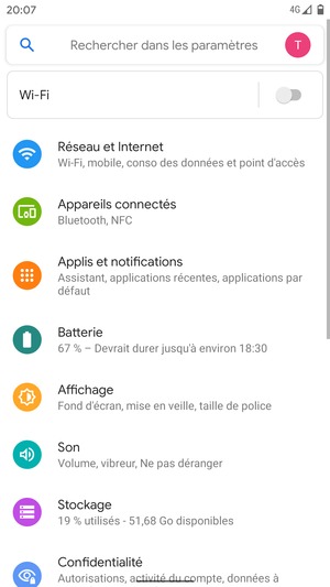 Sélectionnez Réseau et Internet