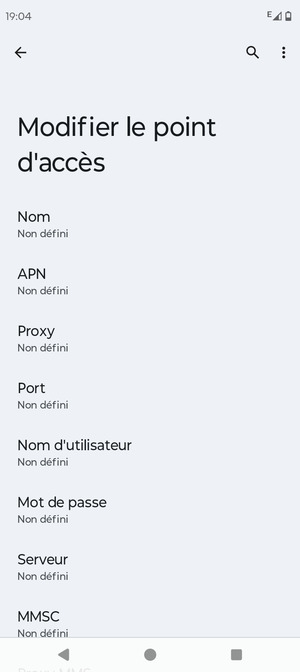 Saisissez les informations Internet