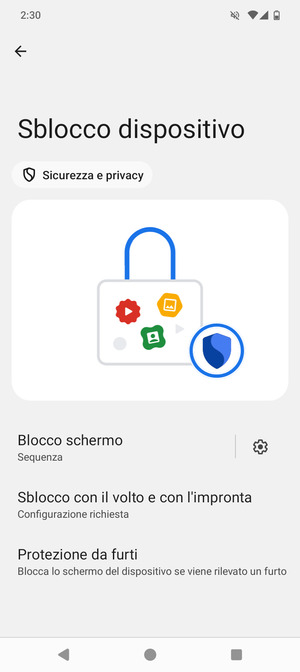 Il tuo telefono è ora protetto dal blocco schermo