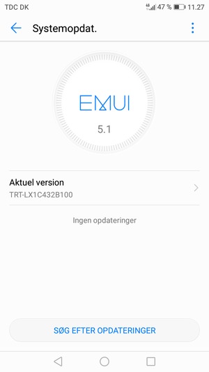 Hvis din telefon er opdateret, vil du se følgende skærmbillede