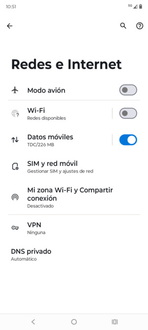 Seleccione SIM y red móvil