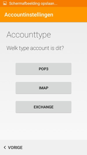 Selecteer POP3 of IMAP