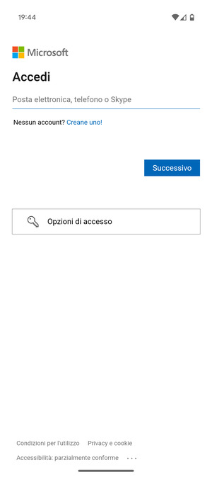 Inserisci il tuo indirizzo email e seleziona Successivo