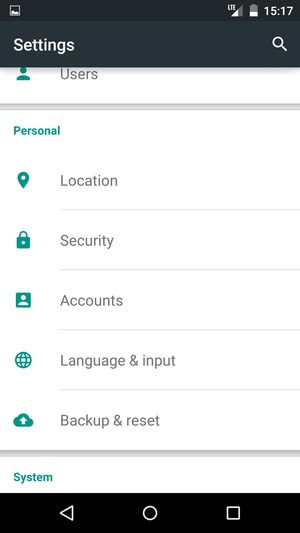 Scroll to and select Security