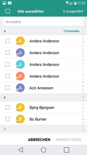 Aktivieren Sie das Kontrollkästchen Alle auswählen