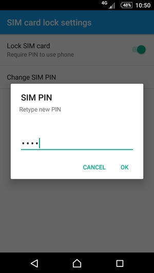 Confirm your new SIM PIN and select OK