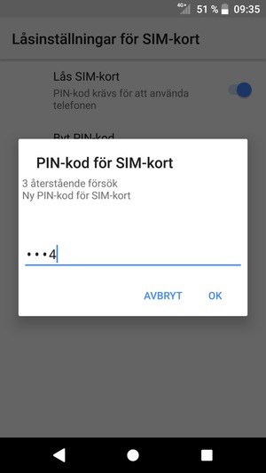 Ange din Nya PIN-kod för SIM-kort och välj OK