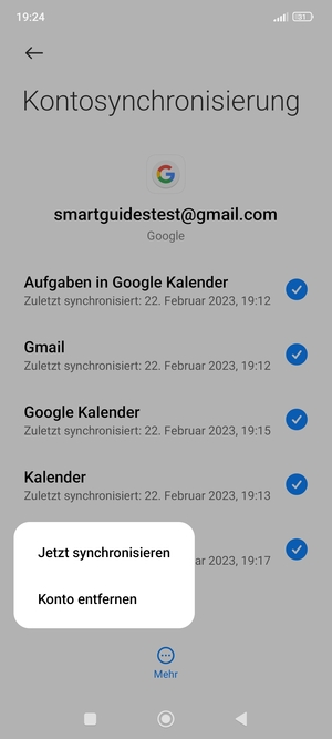 Wählen Sie Jetzt synchronisieren