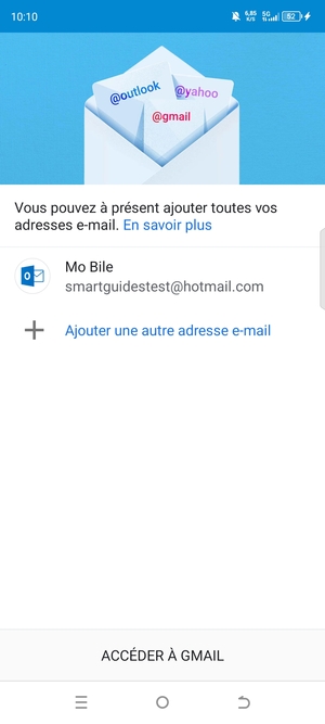 Sélectionnez ACCÉDER Á GMAIL