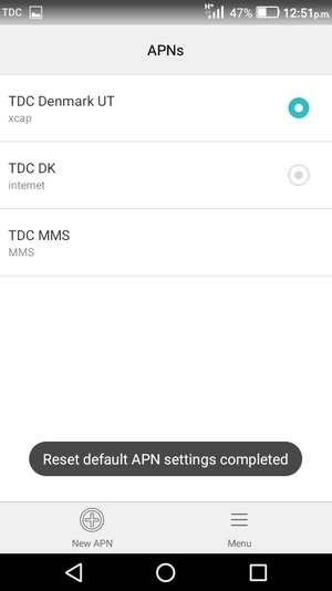 Your phone will reset to default Internet and MMS settings
