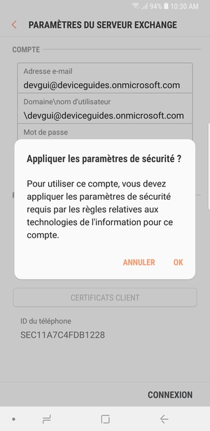 Sélectionnez OK