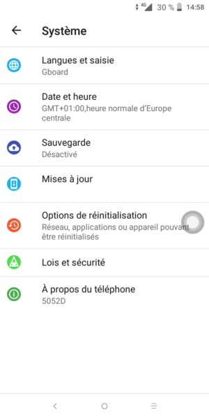 Sélectionnez Sauvegarde