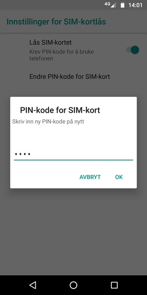 Bekreft din nye PIN-kode for SIM-kort og velg OK