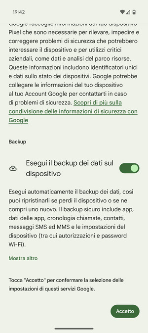 Seleziona Accetto