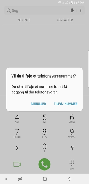 Hvis din telefonsvarer ikke er sat op, vælg TILFØJ NUMMER