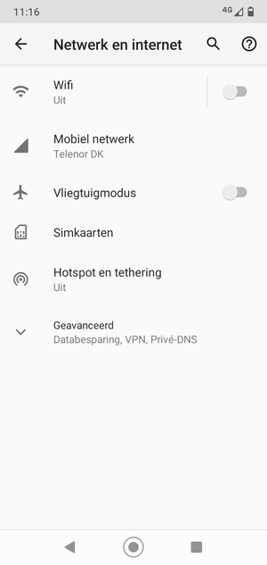 Selecteer Mobiel netwerk