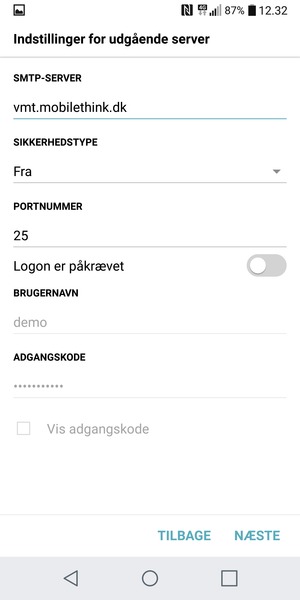 Slå Logon er påkrævet fra og vælg NÆSTE
