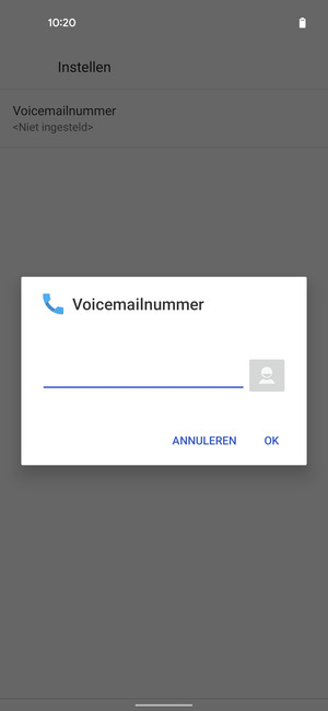 Voer het Voicemailnummer in en selecteer OK