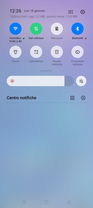 Scorri nuovamente verso il basso il menu in alto