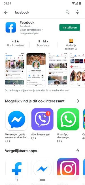 Selecteer de app