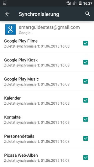 Stellen Sie sicher, dass Kontakte ausgewählt ist