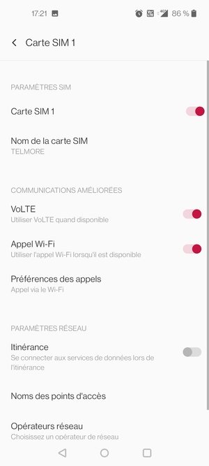 Pour changer de réseau en cas de problèmes de réseau, sélectionnez Opérateurs réseau