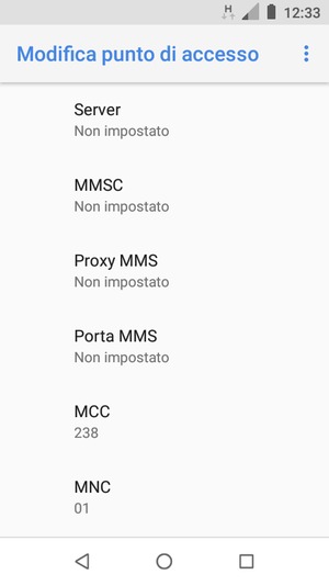 Scorri verso il basso e inserisci le informazioni degli MMS