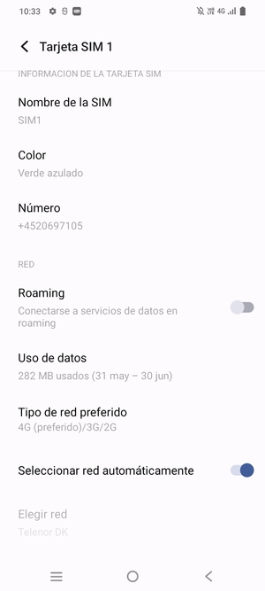 Para cambiar la red en caso de problemas de conectividad, desactive Seleccionar red automáticamente