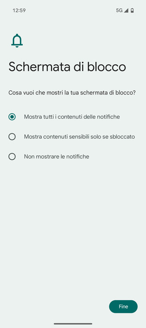 Seleziona la tua opzione preferita e poi Fine