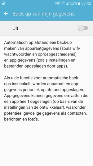 Schakel Back-up van mijn gegevens in