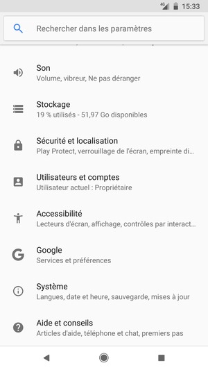 Faites défiler et sélectionnez Sécurité et localisation