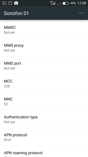 Scroll down and enter MMS information