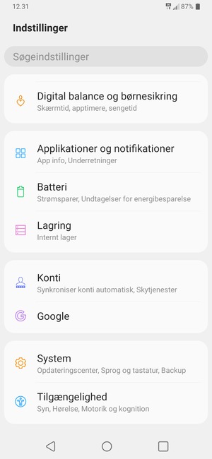 Scroll til og vælg Konti