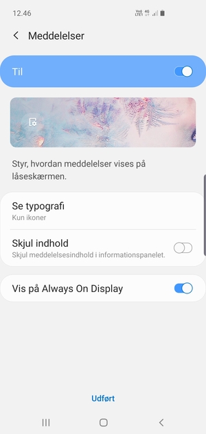 Vælg dine foretrukne muligheder og vælg Udført