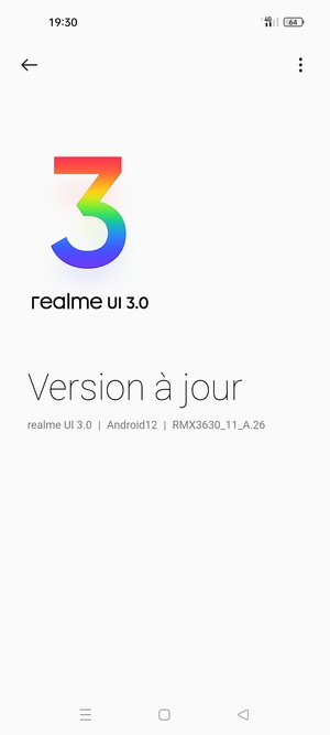 Si votre téléphone est à jour, vous verrez l'écran suivant