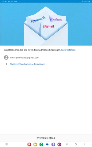 Wählen Sie WEITER ZU GMAIL