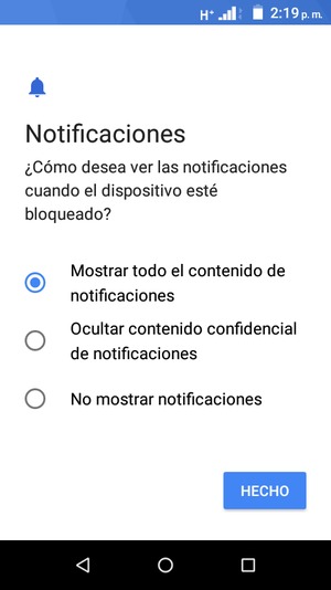 Seleccione la opción deseada y seleccione HECHO