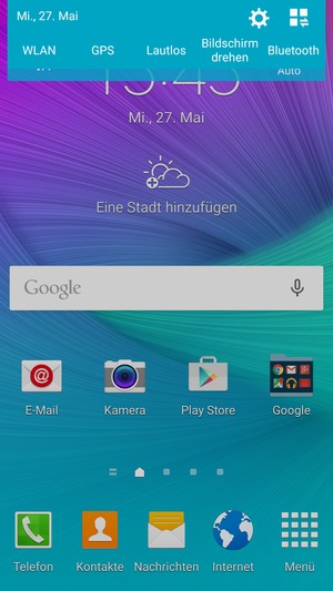 Schieben Sie das obere Menü nach unten