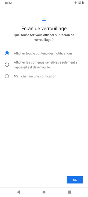 Sélectionnez votre option préférée et sélectionnez OK