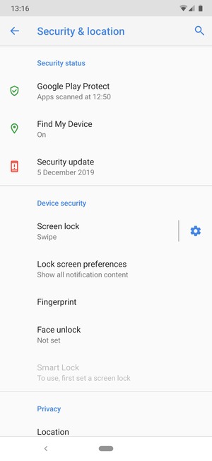 Select Screen lock
