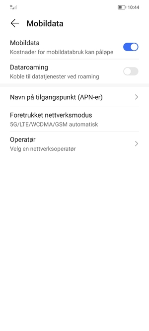 For å bytte nettverk hvis det oppstår nettverksproblemer, velg Operatør