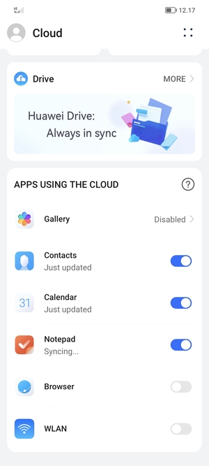 Select the services you would like to back up