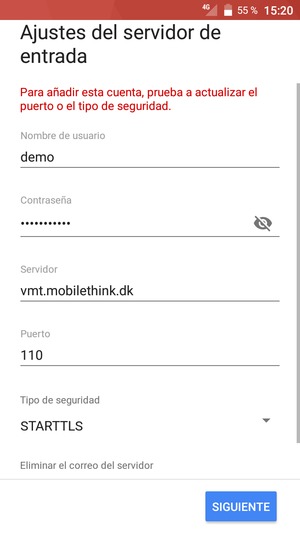 Seleccione Tipo de seguridad
