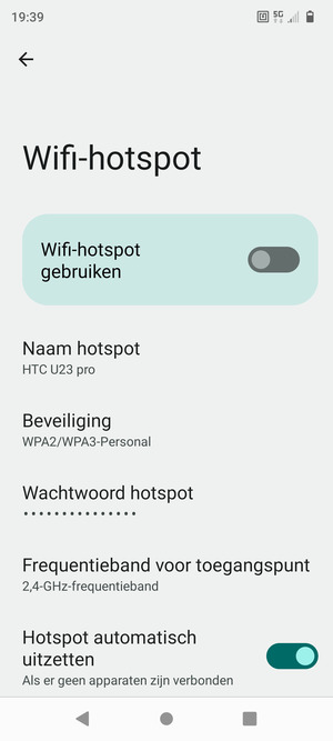 Selecteer Wactwoord hotspot