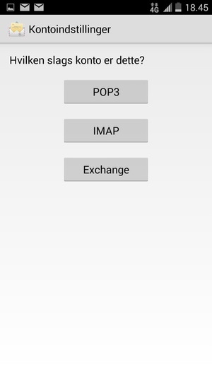 Vælg POP3 eller IMAP