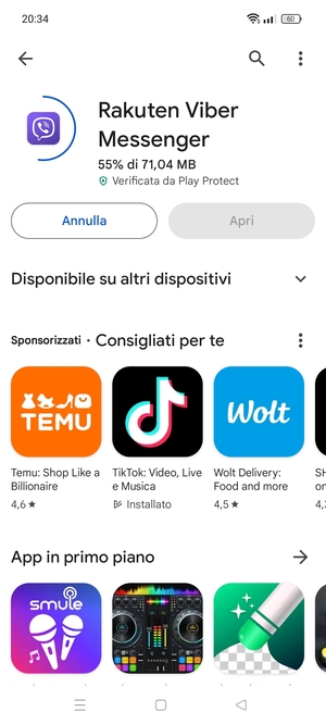 Attendi il completamento del processo di installazione