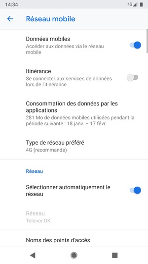 Sélectionnez Type de réseau préféré