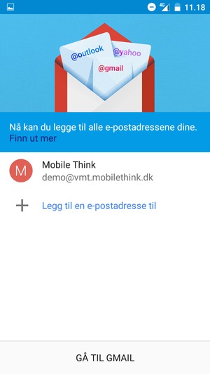 Velg GÅ TIL GMAIL