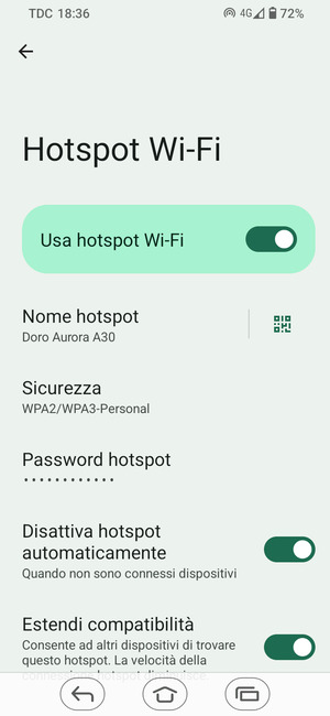Il telefono è ora pronto per essere usato come modem